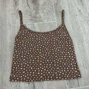 Brandy Melville Brown Floral Tank Top
